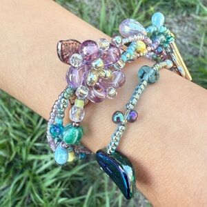 Handmade Multicolor Glass Bead Wrap Bracelet